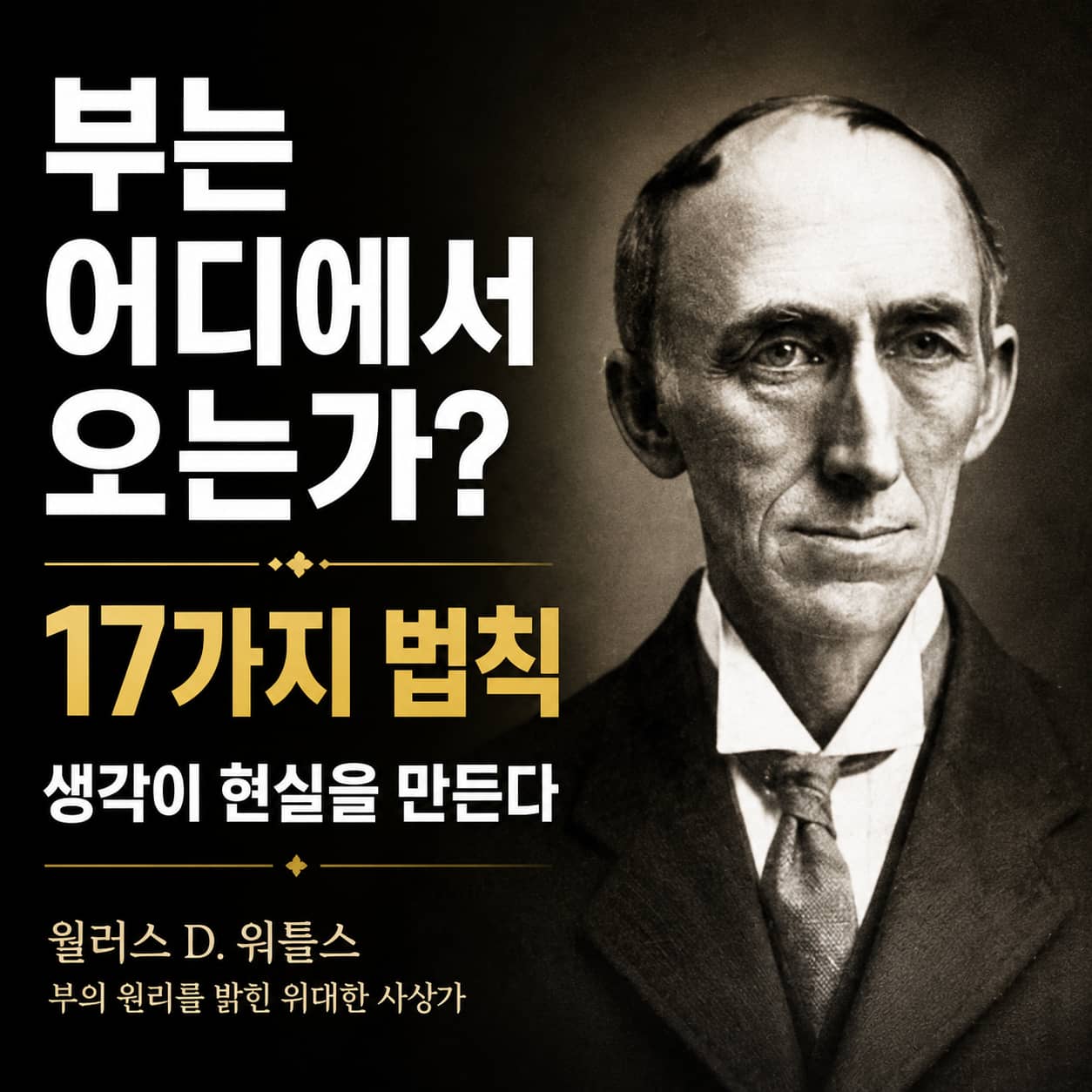 부는 어디에서 오는가 책과 월러스 워틀스의 부의 법칙을 상징하는 이미지